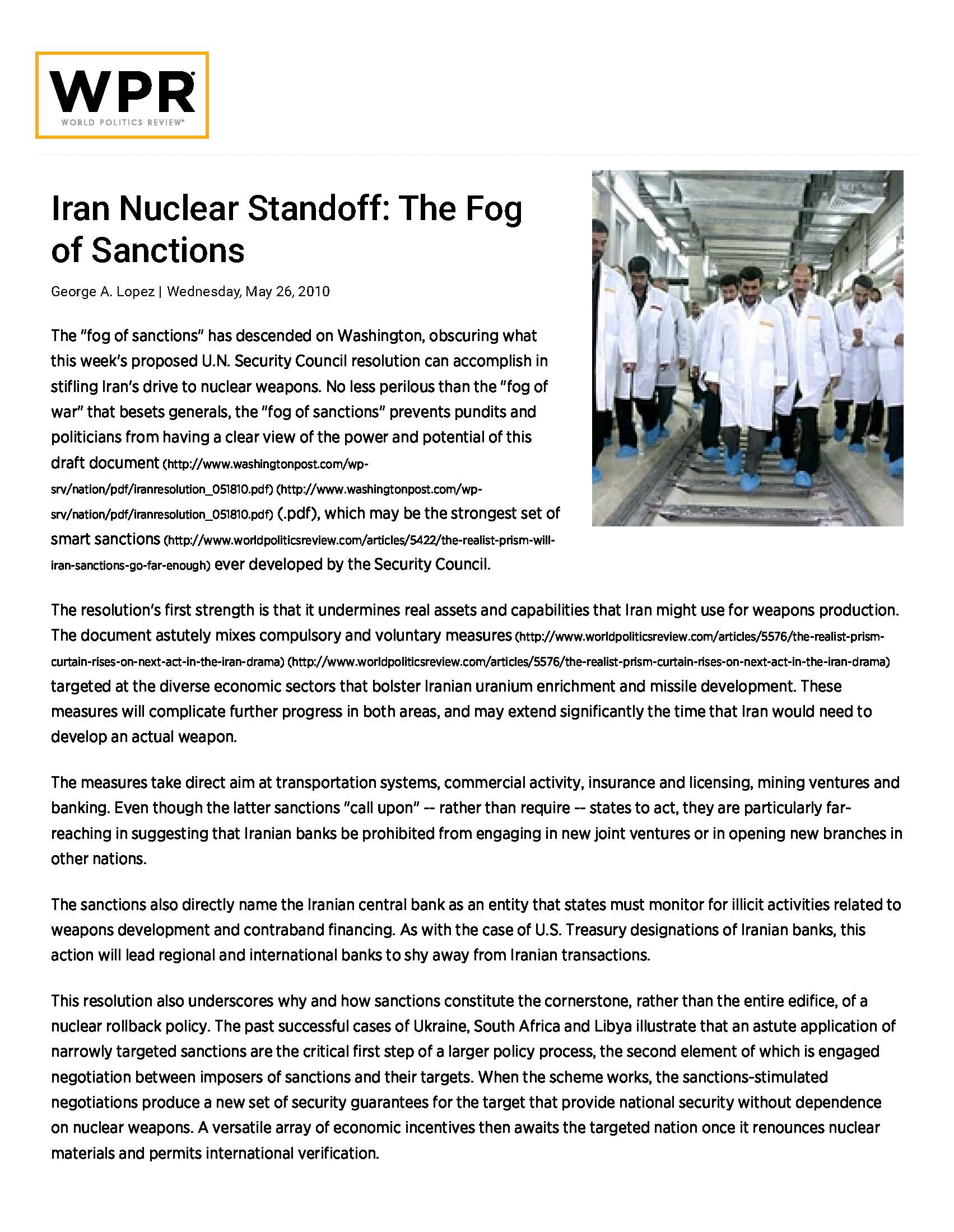 Iran Nuclear Standoff: The Fog of Sanctions