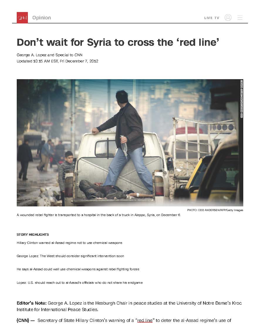 Don’t Wait for Syria to Cross the ‘Red Line’