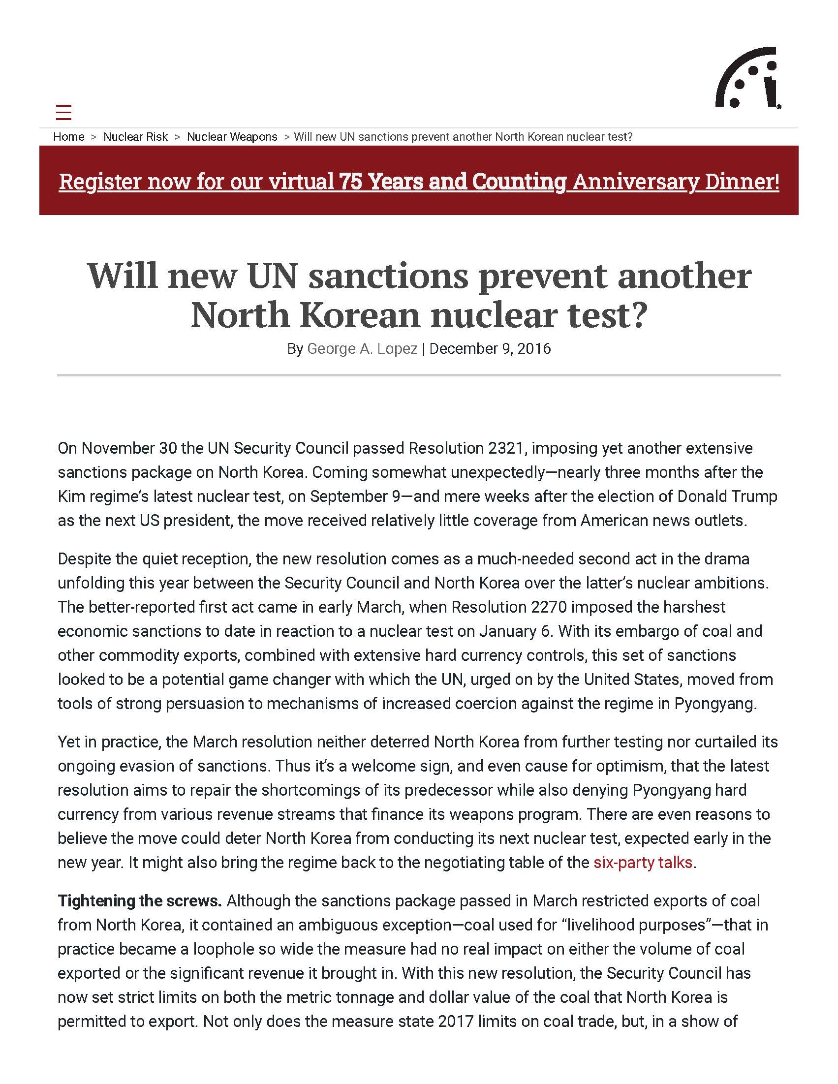 Will New UN Sanctions Prevent Another North Korean Nuclear Test?
