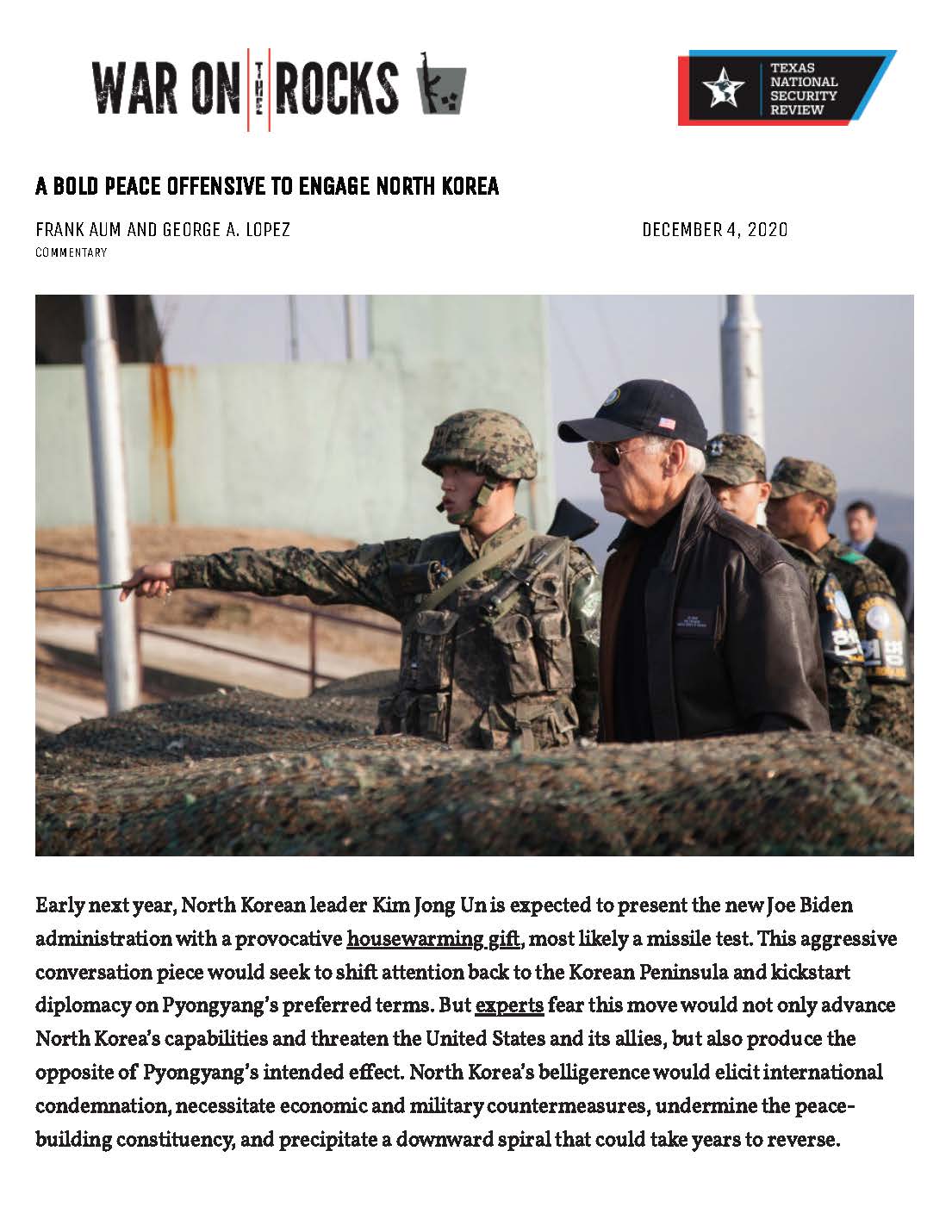 A Bold Peace Offensive to Engage North Korea