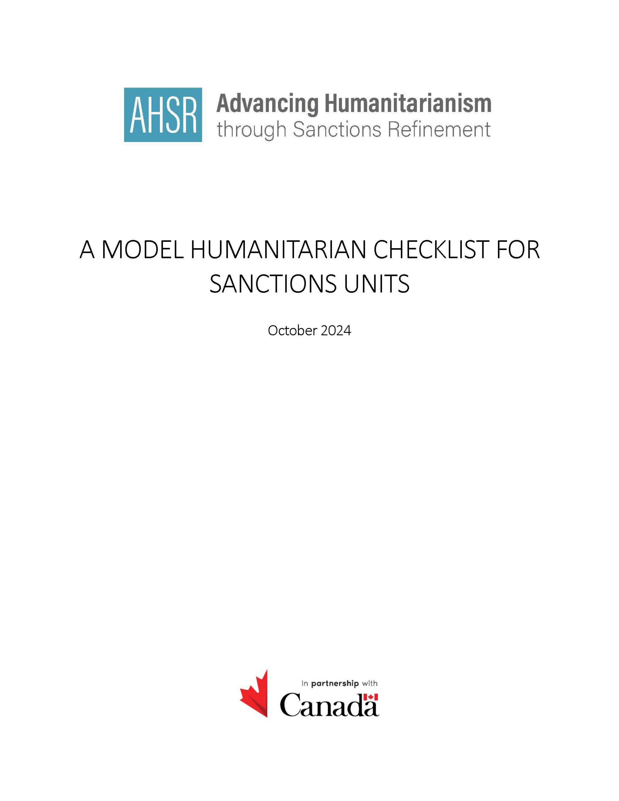 A Model Humanitarian Checklist for Sanctions Units